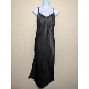 Black Satin Midi Slip Dress NWT Size Medium Whimsigoth Dark Feminine Prom HOCO